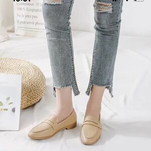 J.CREW | RYAN FORMAL LEATHER CREAM BLUSH SLIP ON PENNY LOAFERS SIZE 7